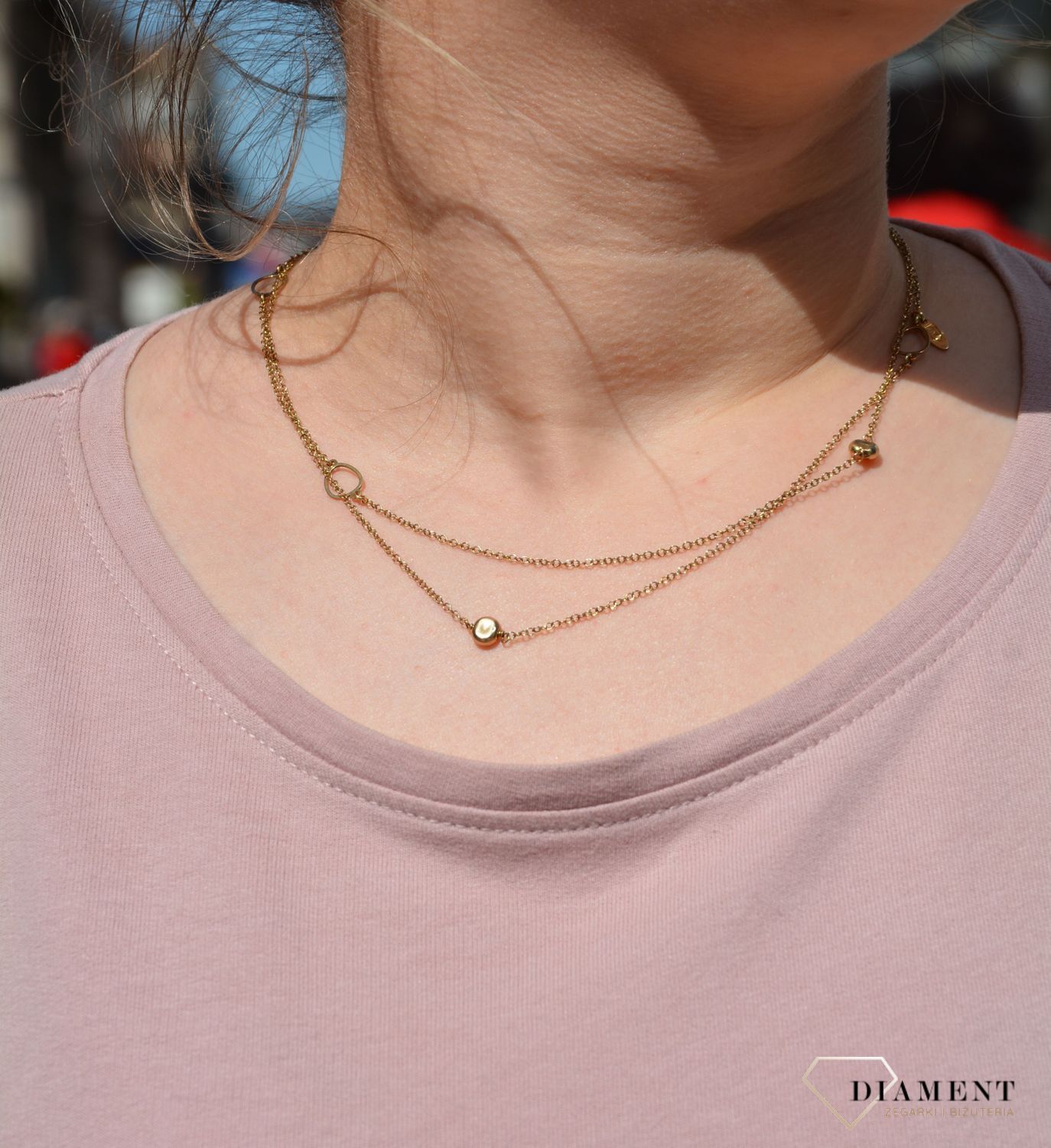 Naszyjnik srebrny pokryty złotem Dall'Acqua ✓Srebrne Naszyjniki✓ Naszyjnik Dall'Acqua ze srebra próby 925, pokryty złotem. Naszyjnik z zawieszkami geometrycznymi..jpg